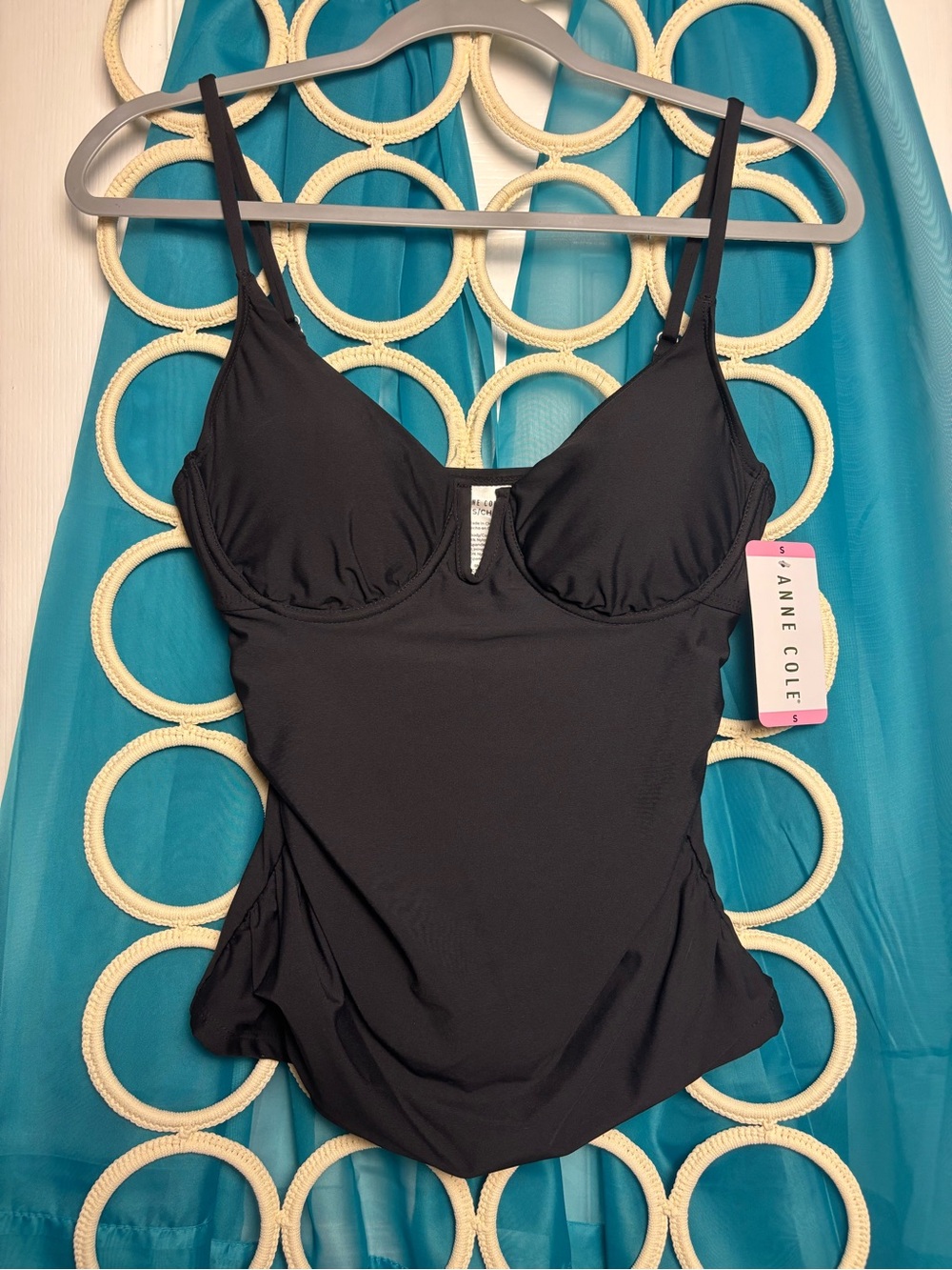 Anne Cole Solid Black Underwire Swim Tankini Top NWT SIZE SMALL - Picture 5 of 12